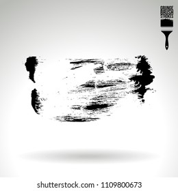 Black brush stroke and texture. Grunge vector abstract hand - painted element. Underline and border design.
