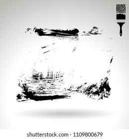 Black brush stroke and texture. Grunge vector abstract hand - painted element. Underline and border design.