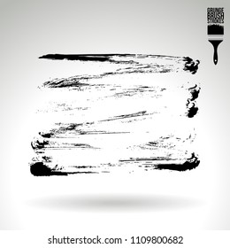 Black brush stroke and texture. Grunge vector abstract hand - painted element. Underline and border design.