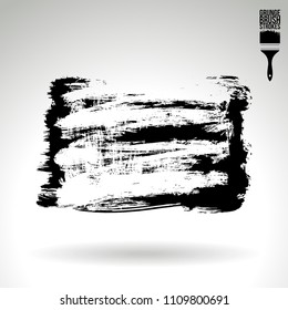 Black brush stroke and texture. Grunge vector abstract hand - painted element. Underline and border design.