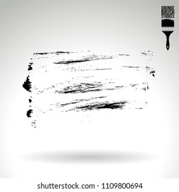 Black brush stroke and texture. Grunge vector abstract hand - painted element. Underline and border design.