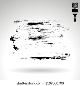 Black brush stroke and texture. Grunge vector abstract hand - painted element. Underline and border design.