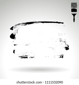 Black brush stroke and texture. Grunge vector abstract hand - painted element. Underline and border design.