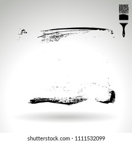 Black brush stroke and texture. Grunge vector abstract hand - painted element. Underline and border design.