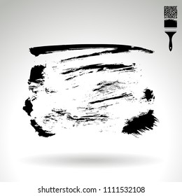 Black brush stroke and texture. Grunge vector abstract hand - painted element. Underline and border design.
