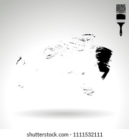 Black brush stroke and texture. Grunge vector abstract hand - painted element. Underline and border design.