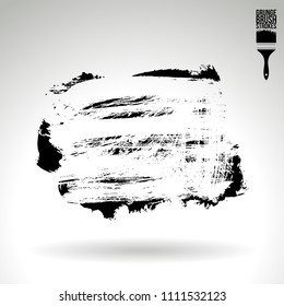 Black brush stroke and texture. Grunge vector abstract hand - painted element. Underline and border design.