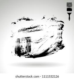 Black brush stroke and texture. Grunge vector abstract hand - painted element. Underline and border design.