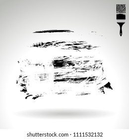 Black brush stroke and texture. Grunge vector abstract hand - painted element. Underline and border design.