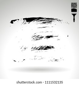 Black brush stroke and texture. Grunge vector abstract hand - painted element. Underline and border design.