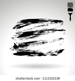 Black brush stroke and texture. Grunge vector abstract hand - painted element. Underline and border design.