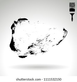 Black brush stroke and texture. Grunge vector abstract hand - painted element. Underline and border design.