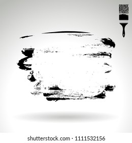 Black brush stroke and texture. Grunge vector abstract hand - painted element. Underline and border design.