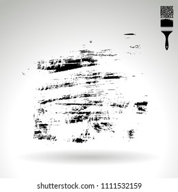 Black brush stroke and texture. Grunge vector abstract hand - painted element. Underline and border design.