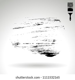 Black brush stroke and texture. Grunge vector abstract hand - painted element. Underline and border design.