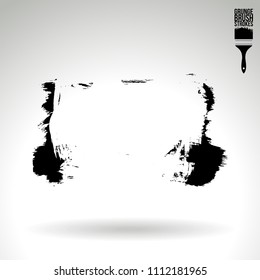 Black brush stroke and texture. Grunge vector abstract hand - painted element. Underline and border design.