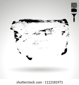 Black brush stroke and texture. Grunge vector abstract hand - painted element. Underline and border design.