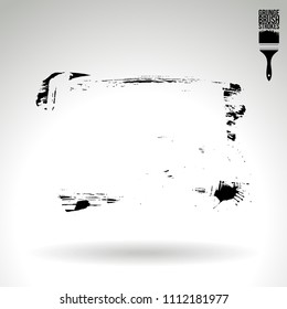 Black brush stroke and texture. Grunge vector abstract hand - painted element. Underline and border design.