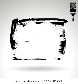 Black brush stroke and texture. Grunge vector abstract hand - painted element. Underline and border design.