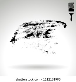 Black brush stroke and texture. Grunge vector abstract hand - painted element. Underline and border design.