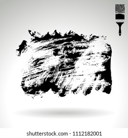 Black brush stroke and texture. Grunge vector abstract hand - painted element. Underline and border design.