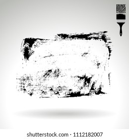 Black brush stroke and texture. Grunge vector abstract hand - painted element. Underline and border design.