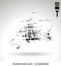Black brush stroke and texture. Grunge vector abstract hand - painted element. Underline and border design.