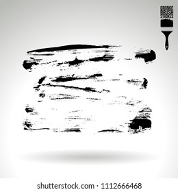 Black brush stroke and texture. Grunge vector abstract hand - painted element. Underline and border design.