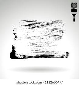Black brush stroke and texture. Grunge vector abstract hand - painted element. Underline and border design.