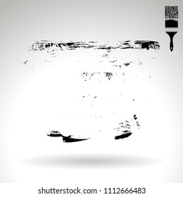 Black brush stroke and texture. Grunge vector abstract hand - painted element. Underline and border design.