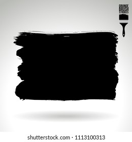 Black brush stroke and texture. Grunge vector abstract hand - painted element. Underline and border design.