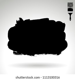 Black brush stroke and texture. Grunge vector abstract hand - painted element. Underline and border design.
