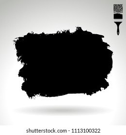 Black brush stroke and texture. Grunge vector abstract hand - painted element. Underline and border design.