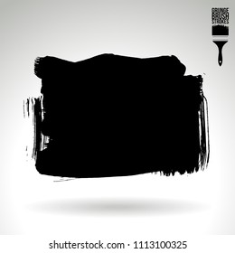 Black brush stroke and texture. Grunge vector abstract hand - painted element. Underline and border design.