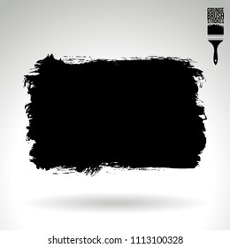 Black brush stroke and texture. Grunge vector abstract hand - painted element. Underline and border design.