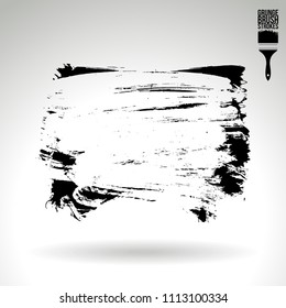 Black brush stroke and texture. Grunge vector abstract hand - painted element. Underline and border design.