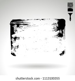 Black brush stroke and texture. Grunge vector abstract hand - painted element. Underline and border design.