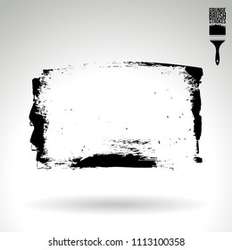 Black brush stroke and texture. Grunge vector abstract hand - painted element. Underline and border design.