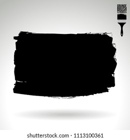Black brush stroke and texture. Grunge vector abstract hand - painted element. Underline and border design.