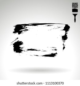 Black brush stroke and texture. Grunge vector abstract hand - painted element. Underline and border design.
