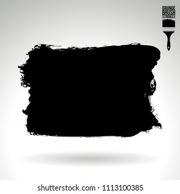 Black brush stroke and texture. Grunge vector abstract hand - painted element. Underline and border design.