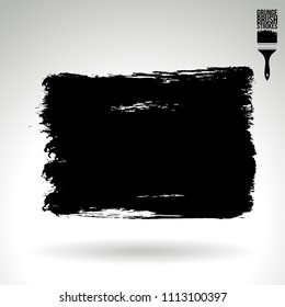 Black brush stroke and texture. Grunge vector abstract hand - painted element. Underline and border design.