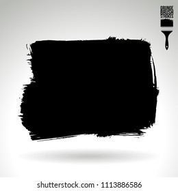 Black brush stroke and texture. Grunge vector abstract hand - painted element. Underline and border design.