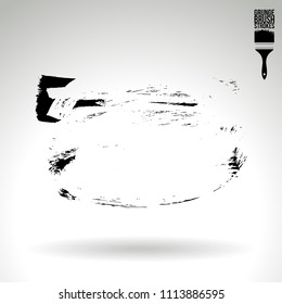 Black brush stroke and texture. Grunge vector abstract hand - painted element. Underline and border design.