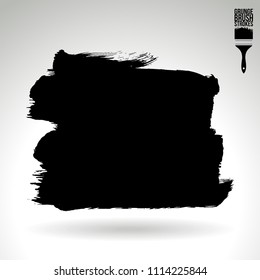 Black brush stroke and texture. Grunge vector abstract hand - painted element. Underline and border design.