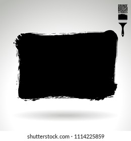 Black brush stroke and texture. Grunge vector abstract hand - painted element. Underline and border design.