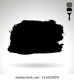 Black brush stroke and texture. Grunge vector abstract hand - painted element. Underline and border design.