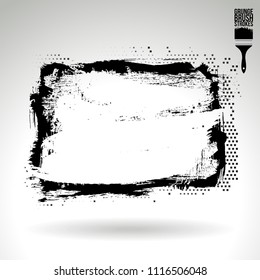 Black brush stroke and texture. Grunge vector abstract hand - painted element. Underline and border design.