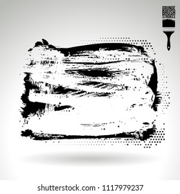 Black brush stroke and texture. Grunge vector abstract hand - painted element. Underline and border design.