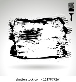 Black brush stroke and texture. Grunge vector abstract hand - painted element. Underline and border design.
